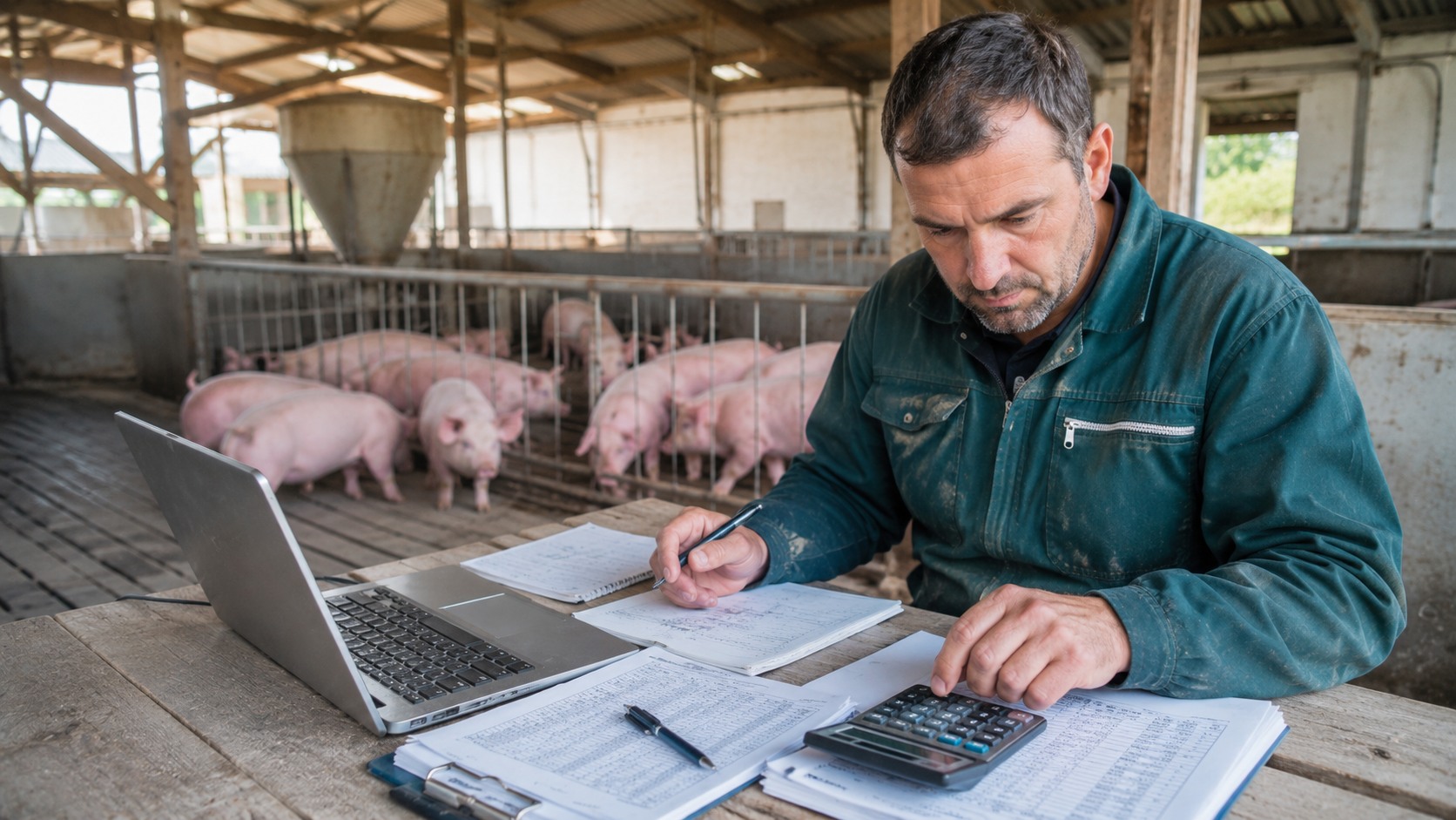 Vue agricole consacrée à coût de production du porc