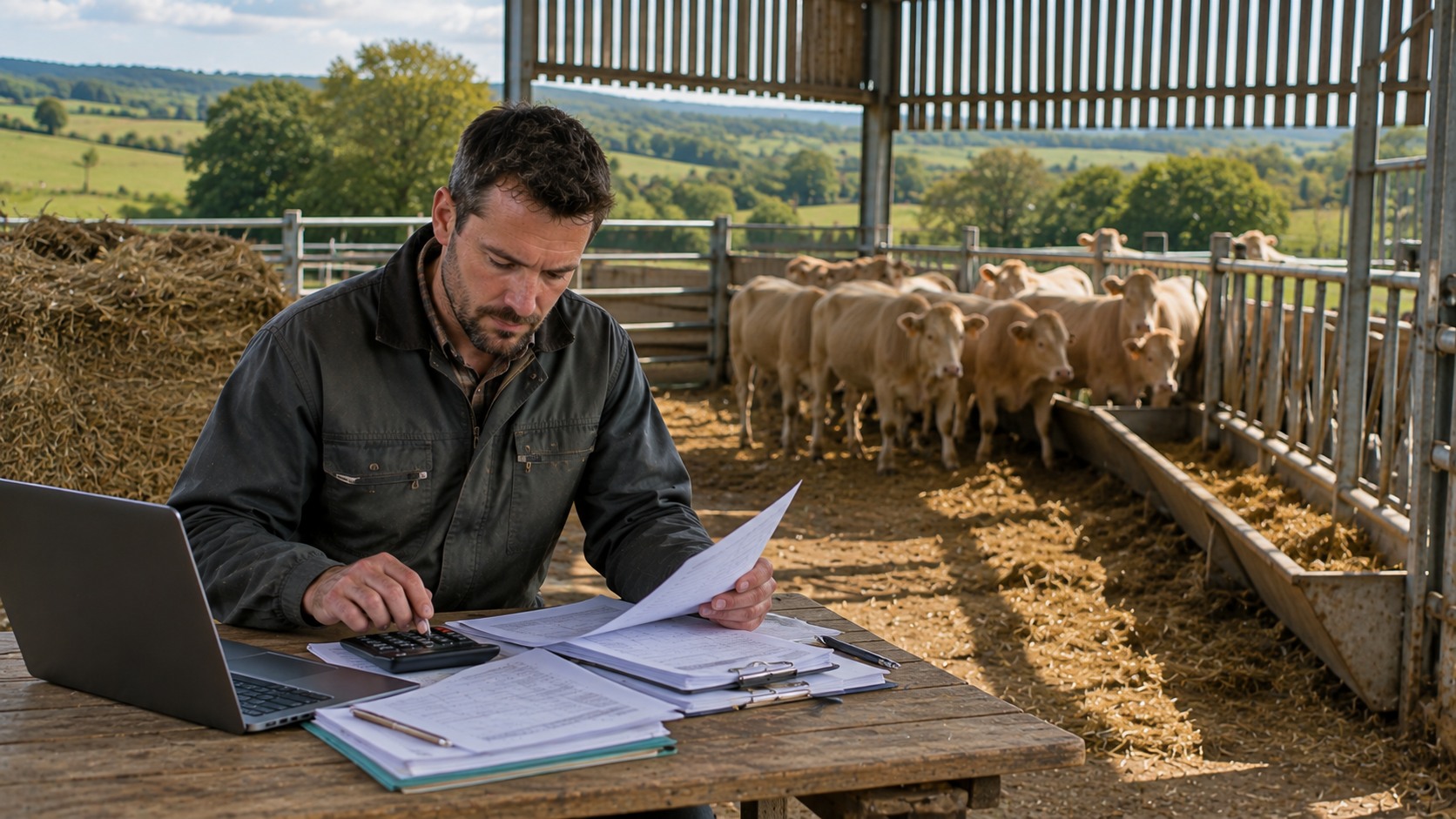 Vue agricole consacrée à coût de production bovin viande