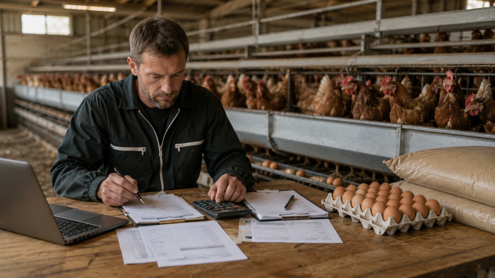 Vue agricole consacrée à coût de production des œufs
