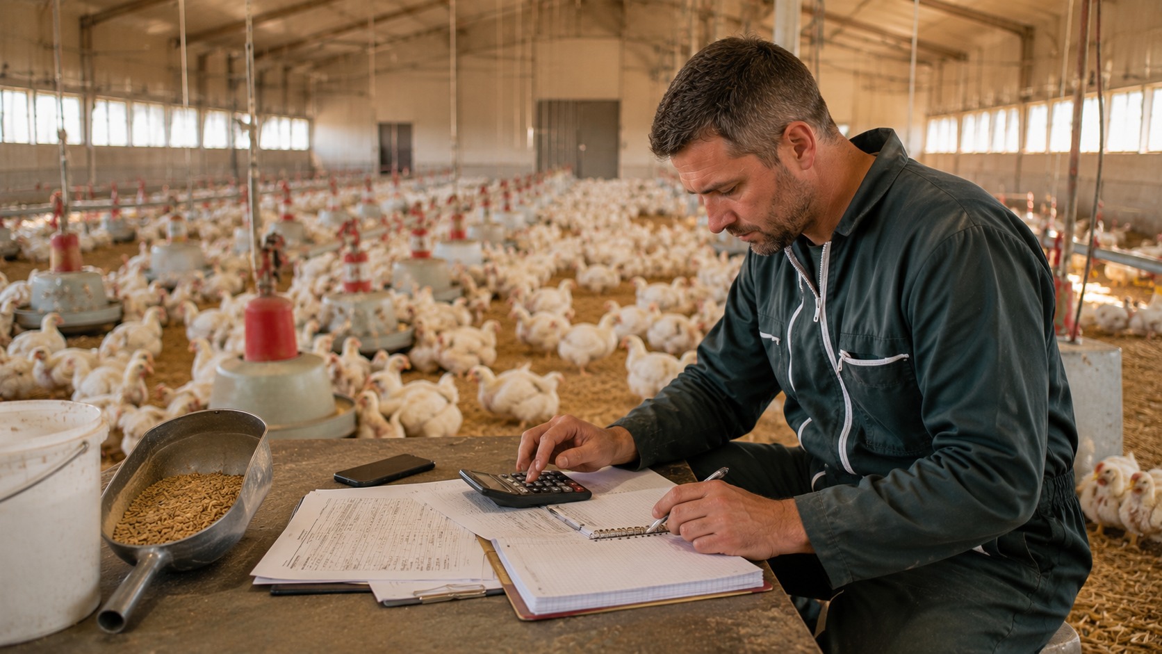 Vue agricole consacrée à coût de production du poulet