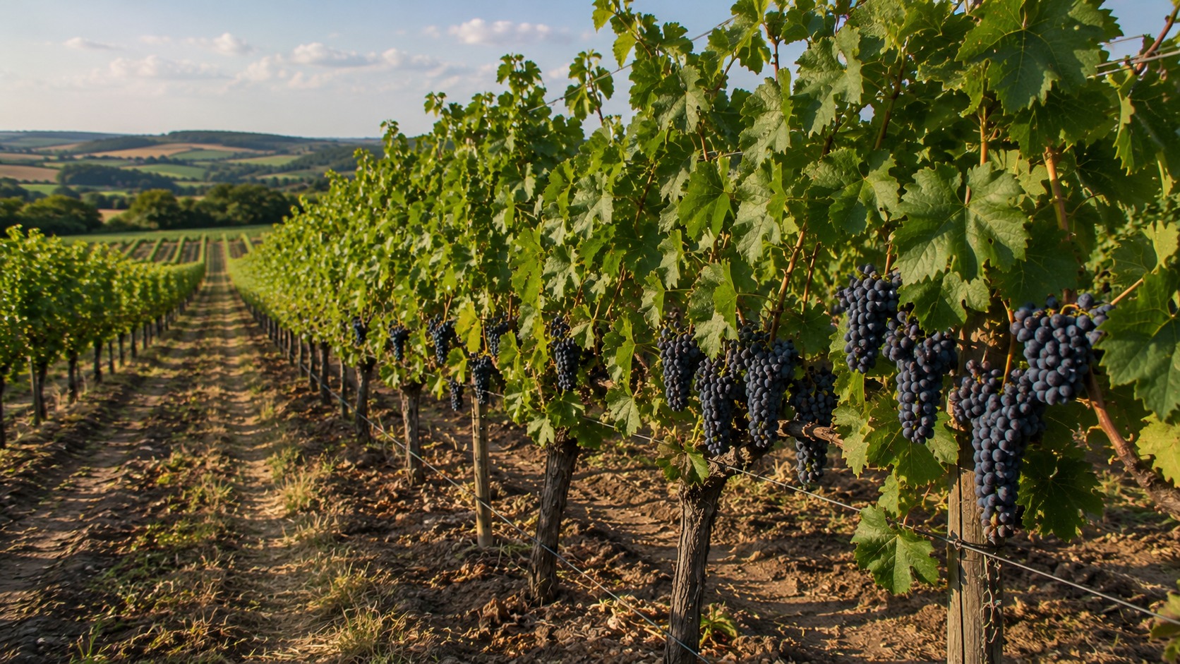 Vue agricole consacrée à culture de la vigne