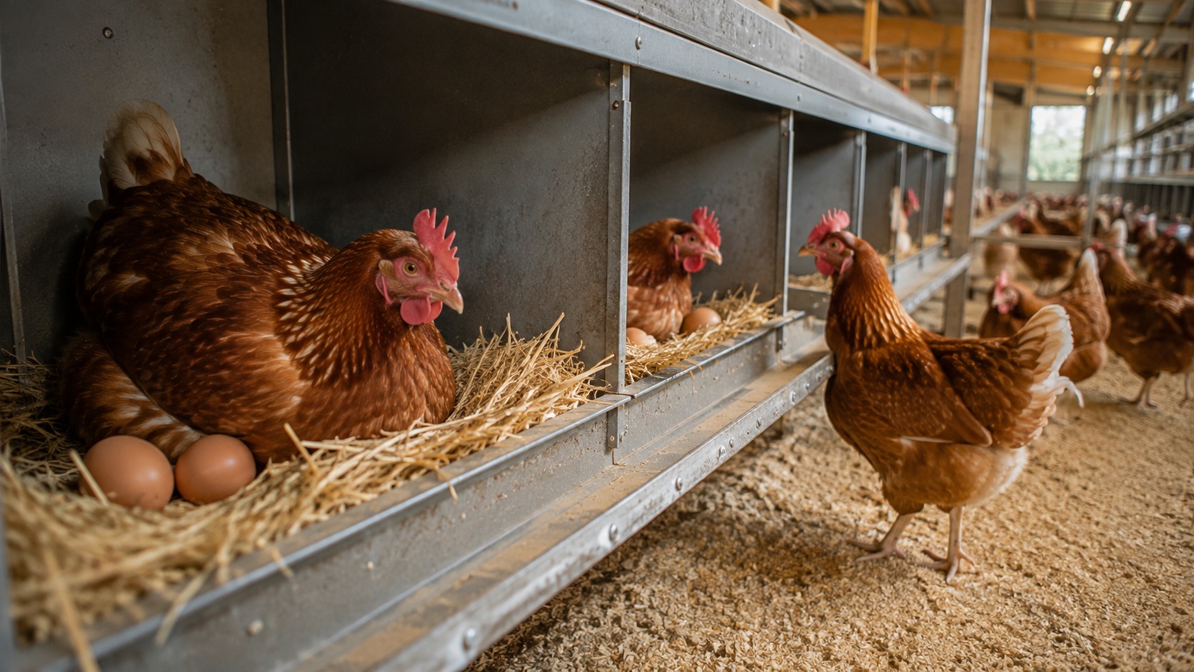 Vue agricole consacrée à cycle de ponte des poules
