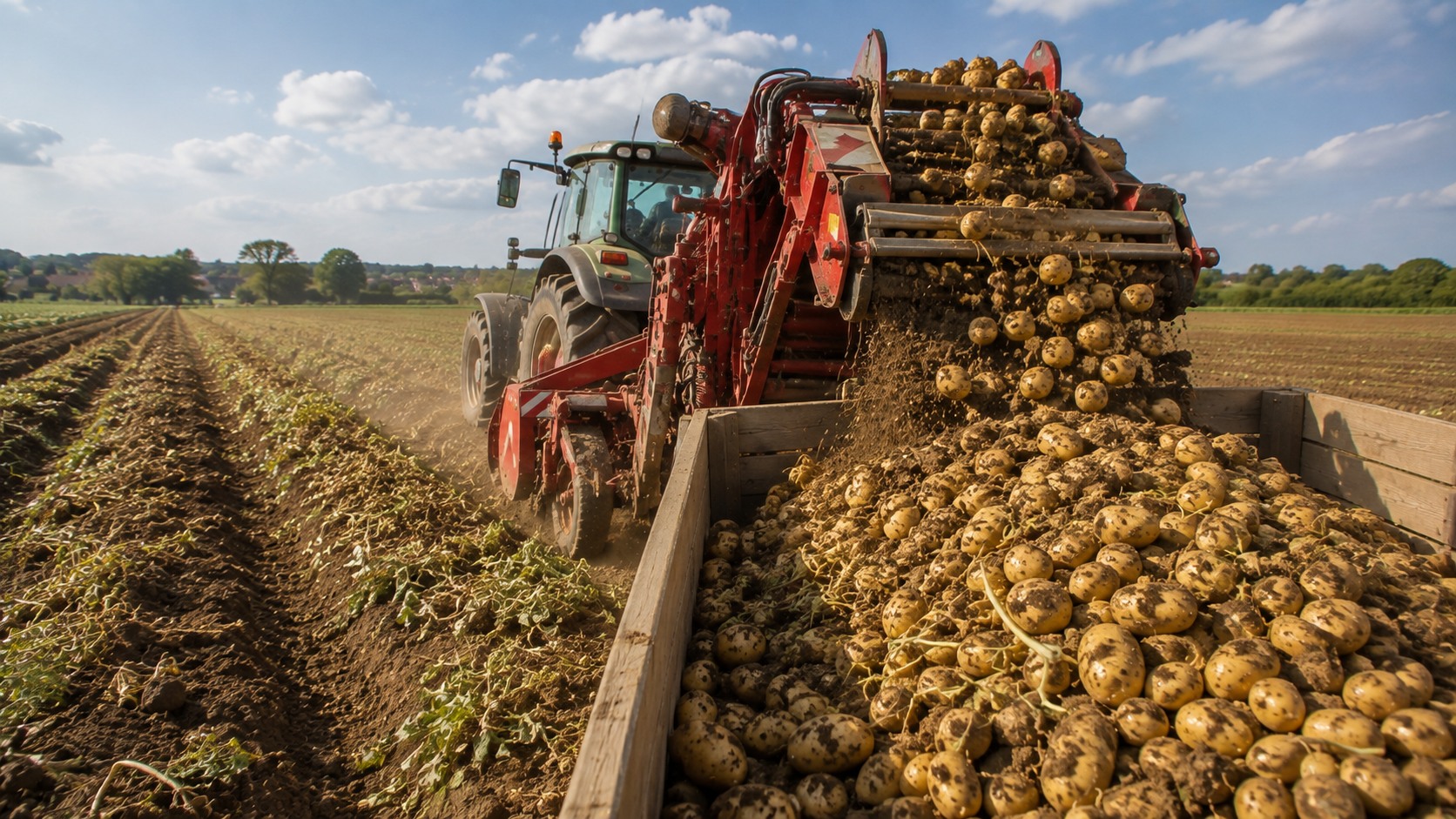 Vue agricole consacrée à date de récolte de la pomme de terre