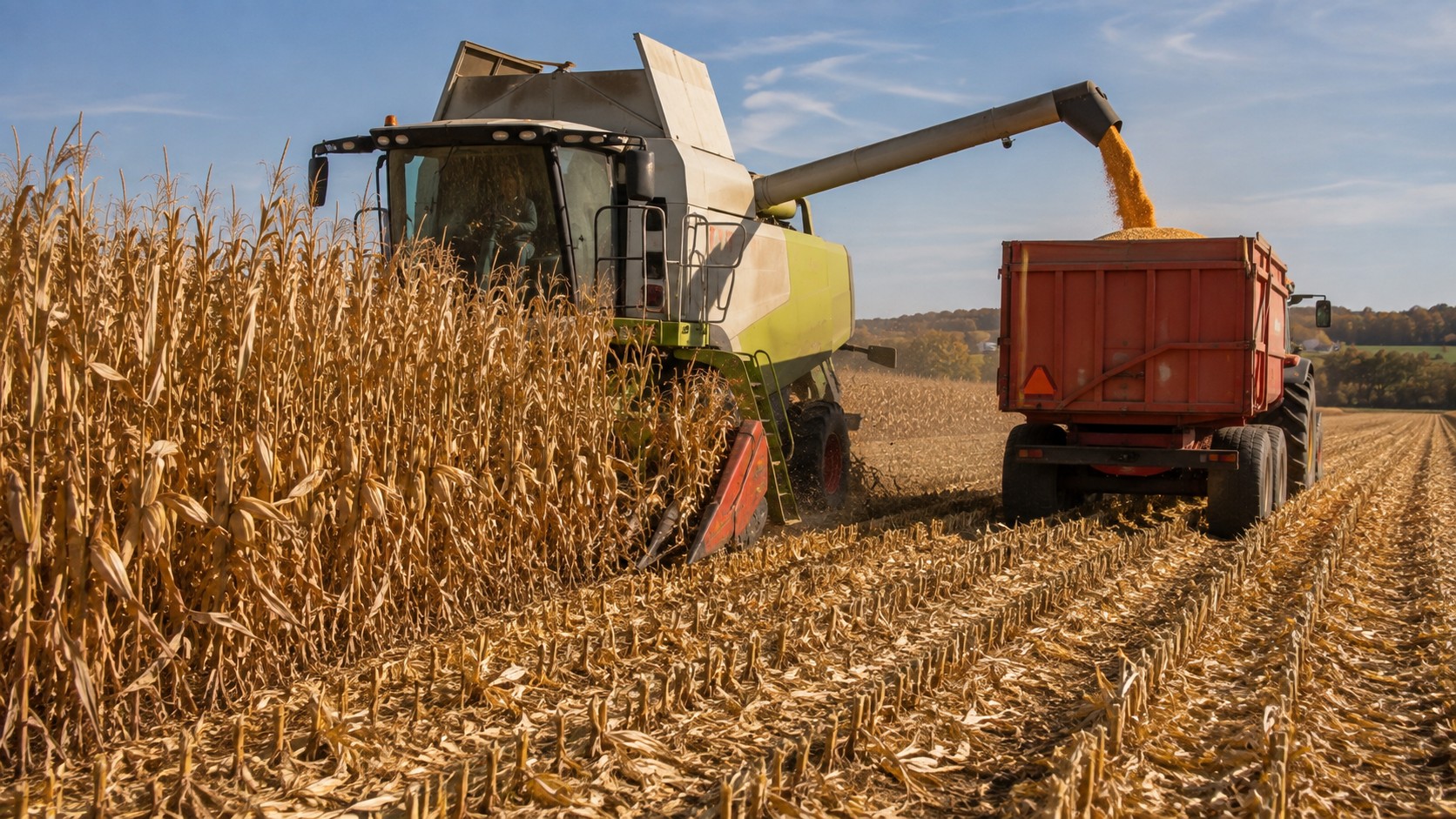 Vue agricole consacrée à date de récolte du maïs