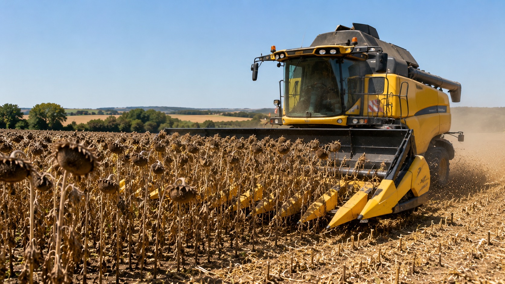 Vue agricole consacrée à date de récolte du tournesol