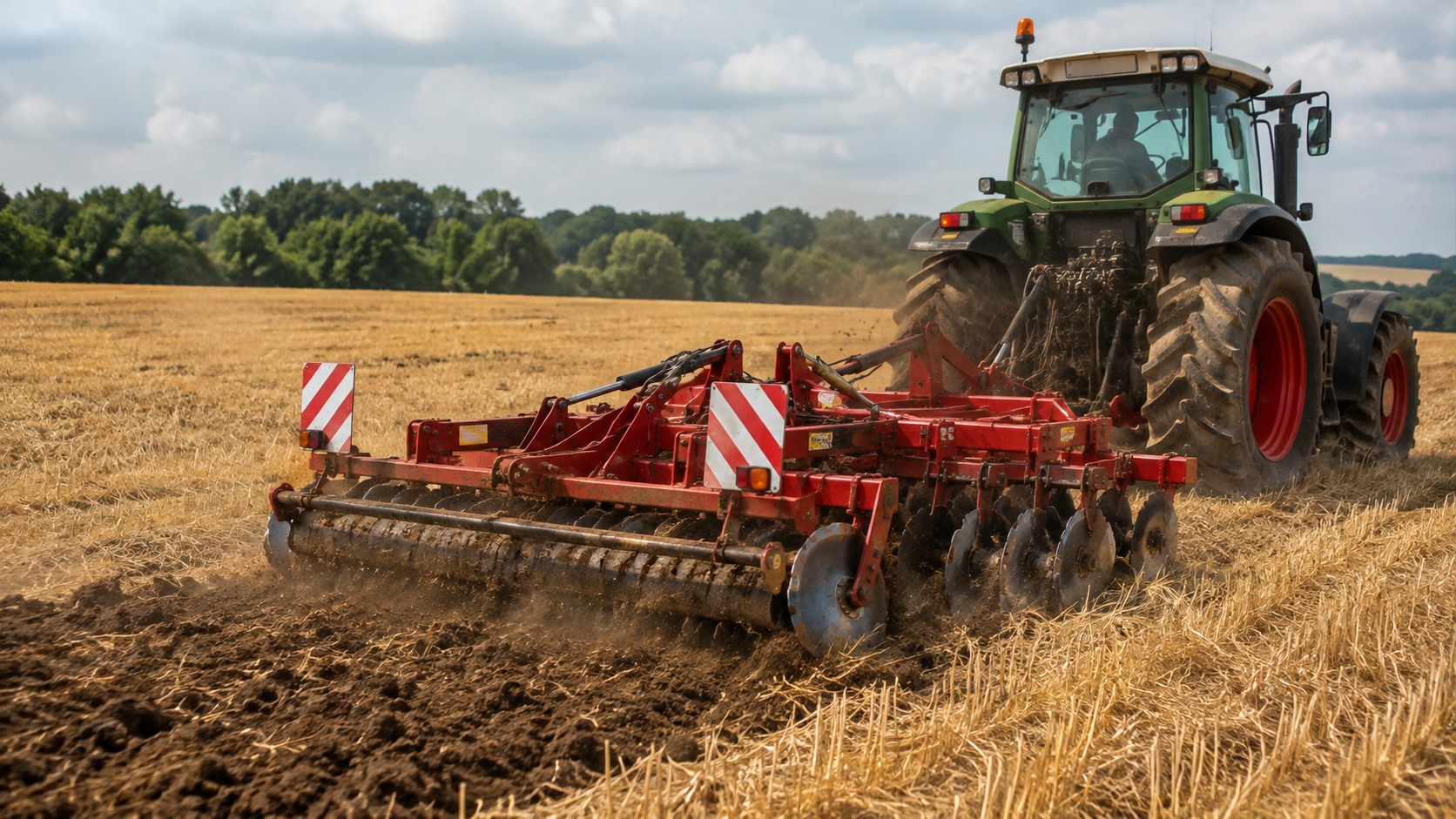 Vue agricole consacrée à déchaumeur à disques