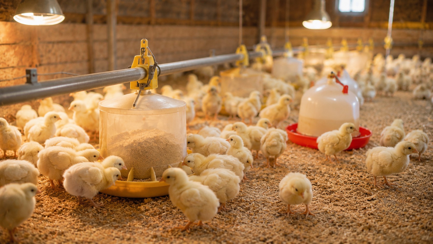 Vue agricole consacrée à démarrage des poulets