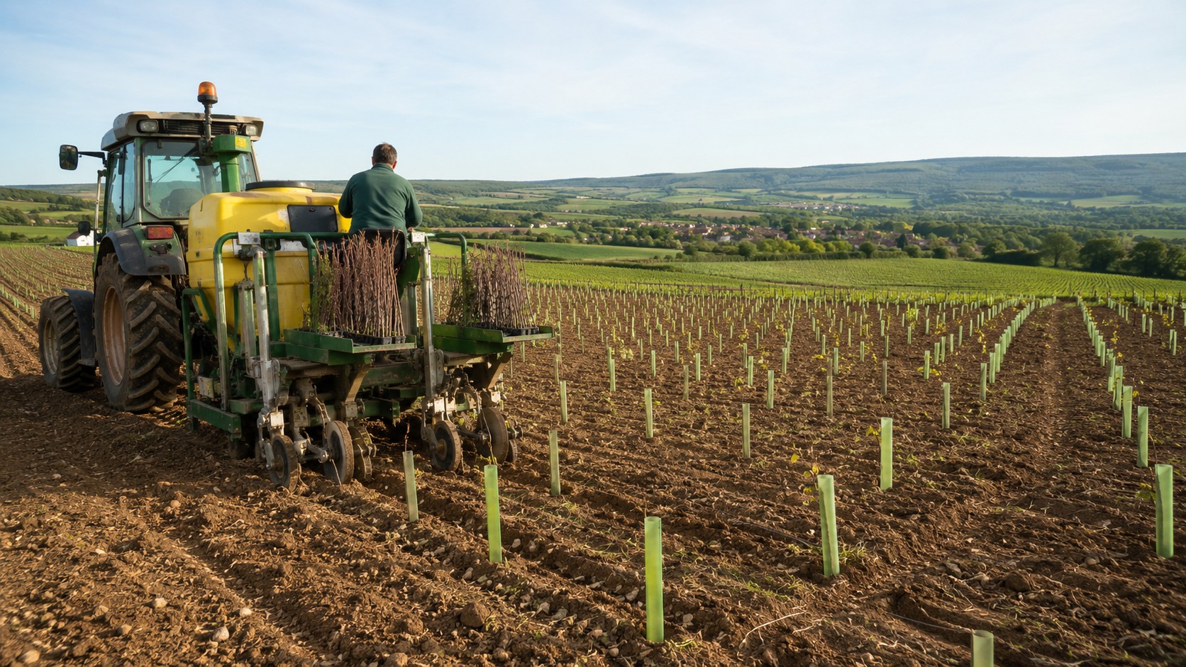 Vue agricole consacrée à densité de plantation de la vigne