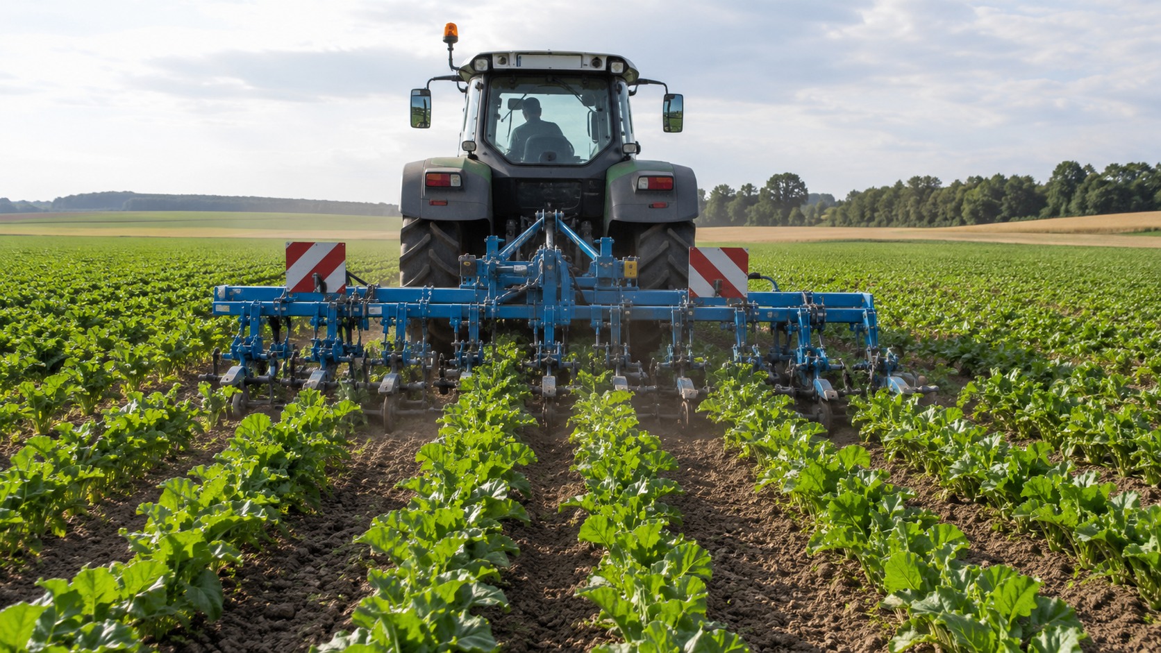Vue agricole consacrée à désherbage de la betterave sucrière