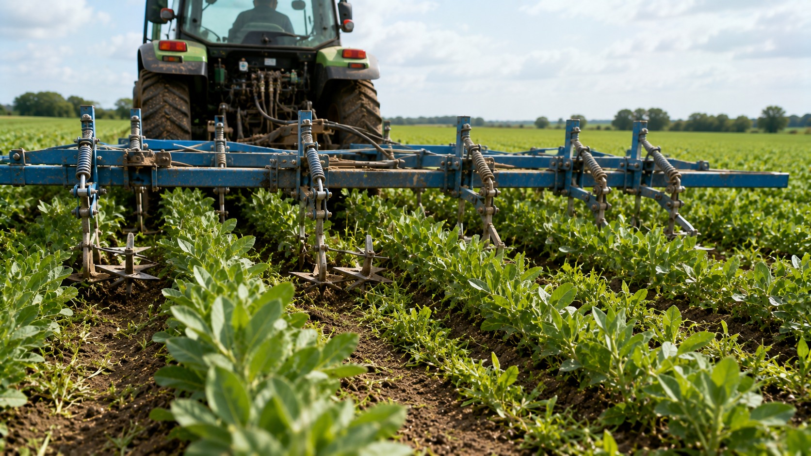 Vue agricole consacrée à désherbage de la féverole