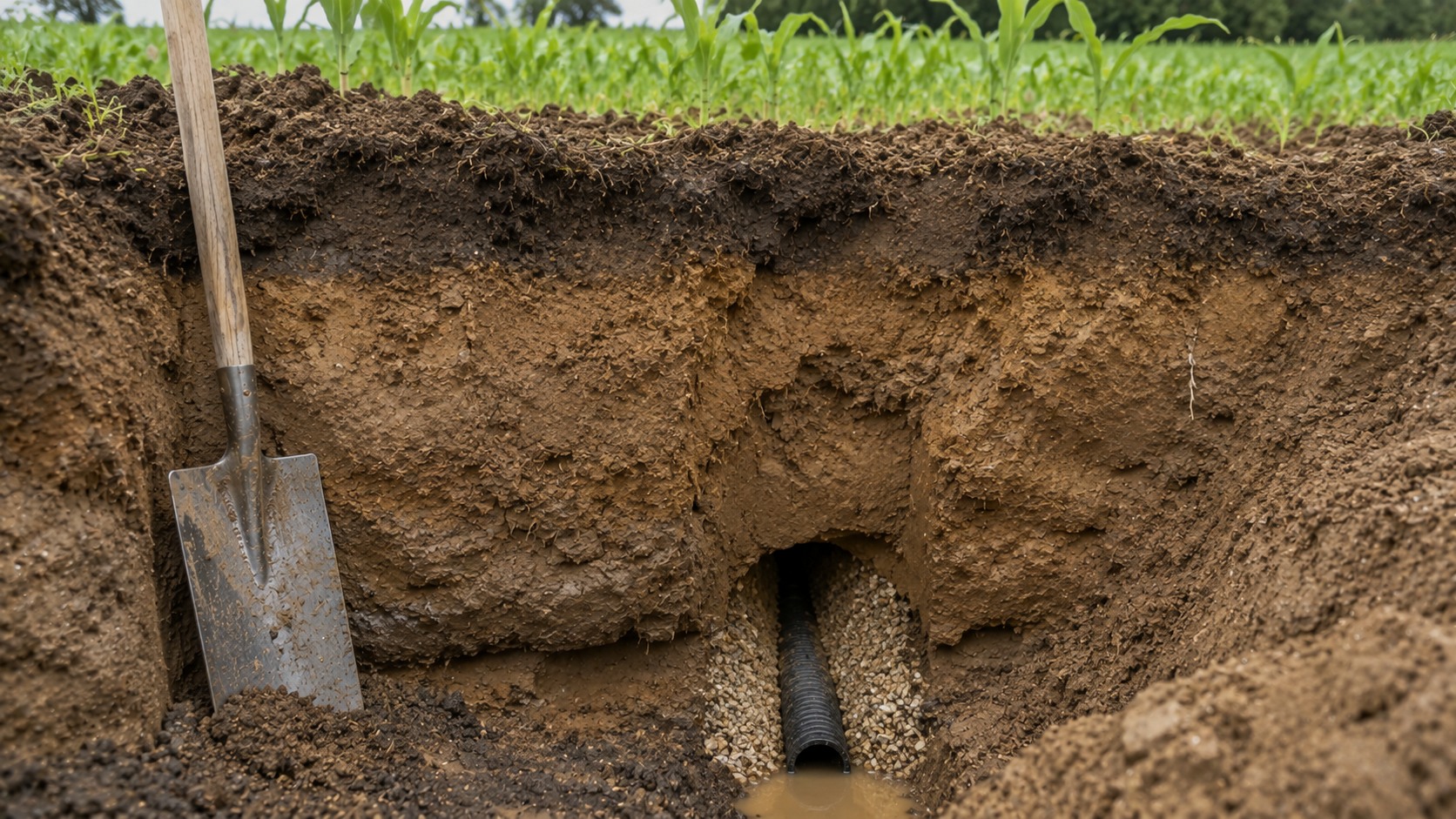 Vue agricole consacrée à drainage agricole
