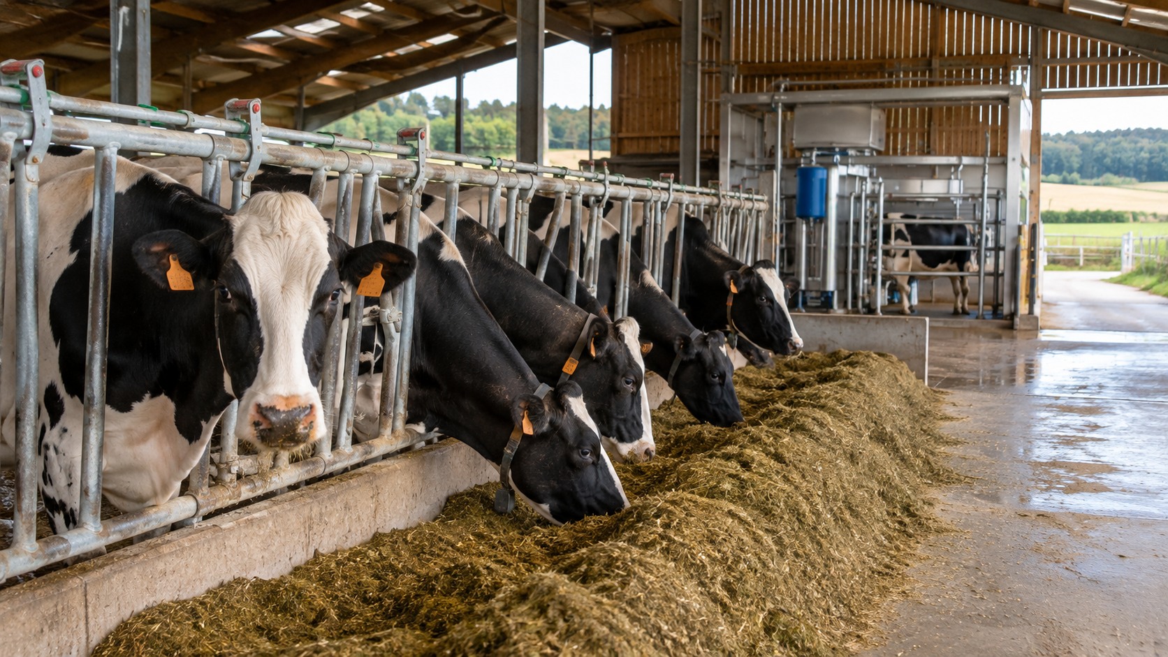Vue agricole consacrée à élevage bovin laitier