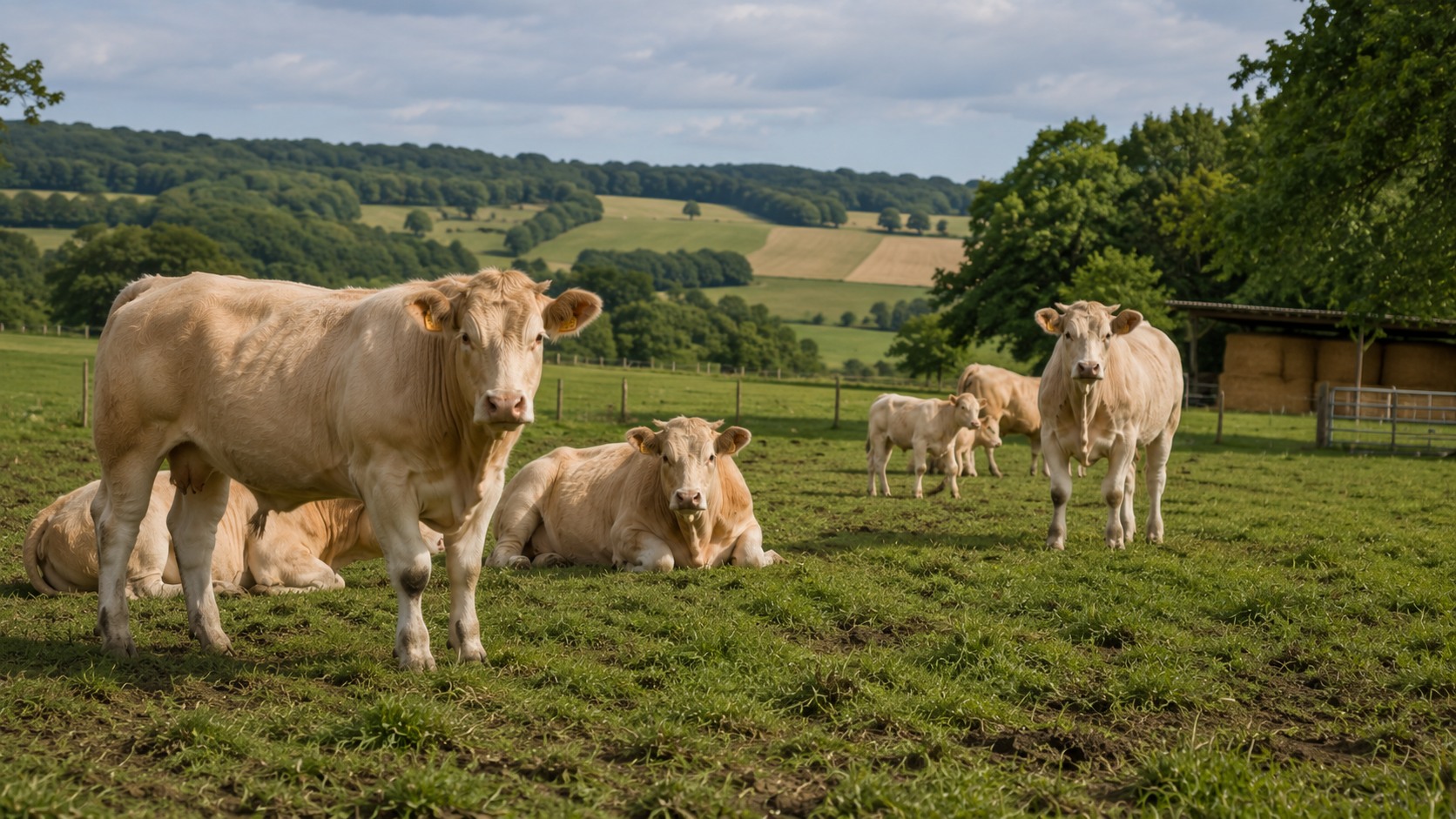 Vue agricole consacrée à élevage bovin viande
