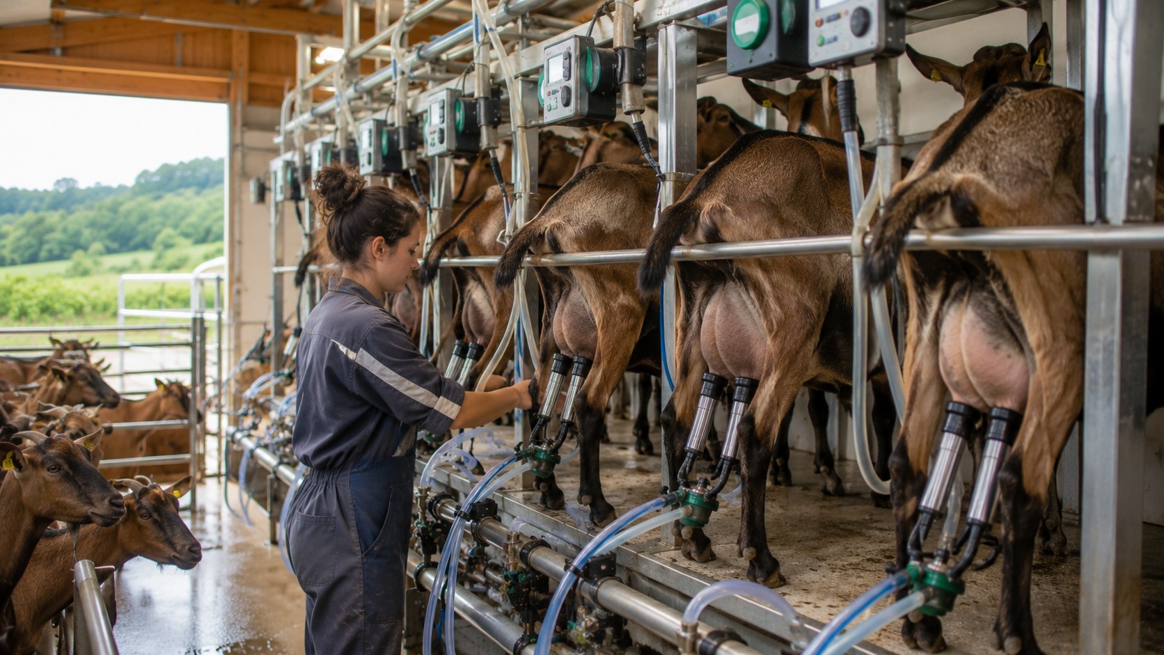 Vue agricole consacrée à élevage caprin laitier