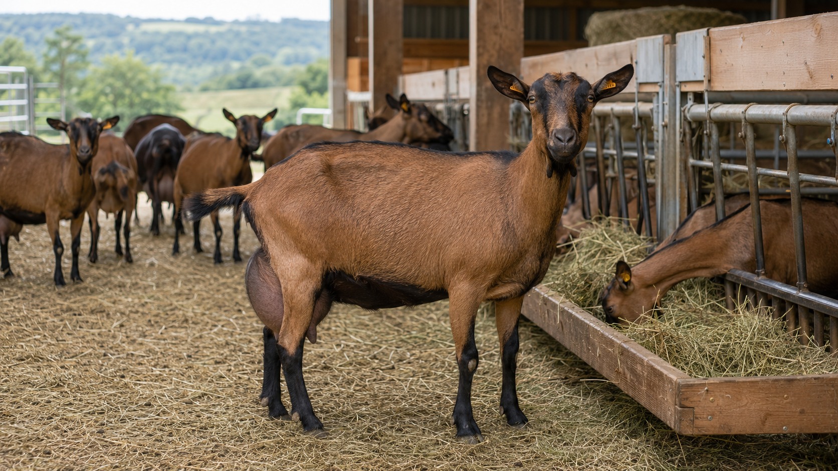 Vue agricole consacrée à élevage caprin