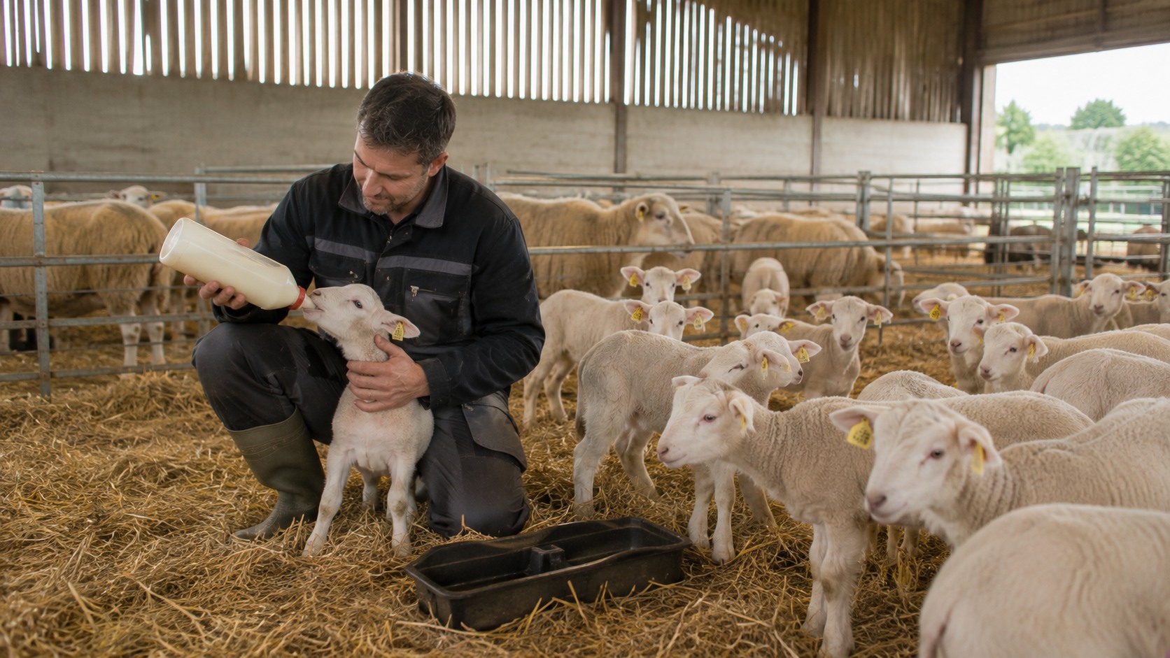 Vue agricole consacrée à élevage des agneaux