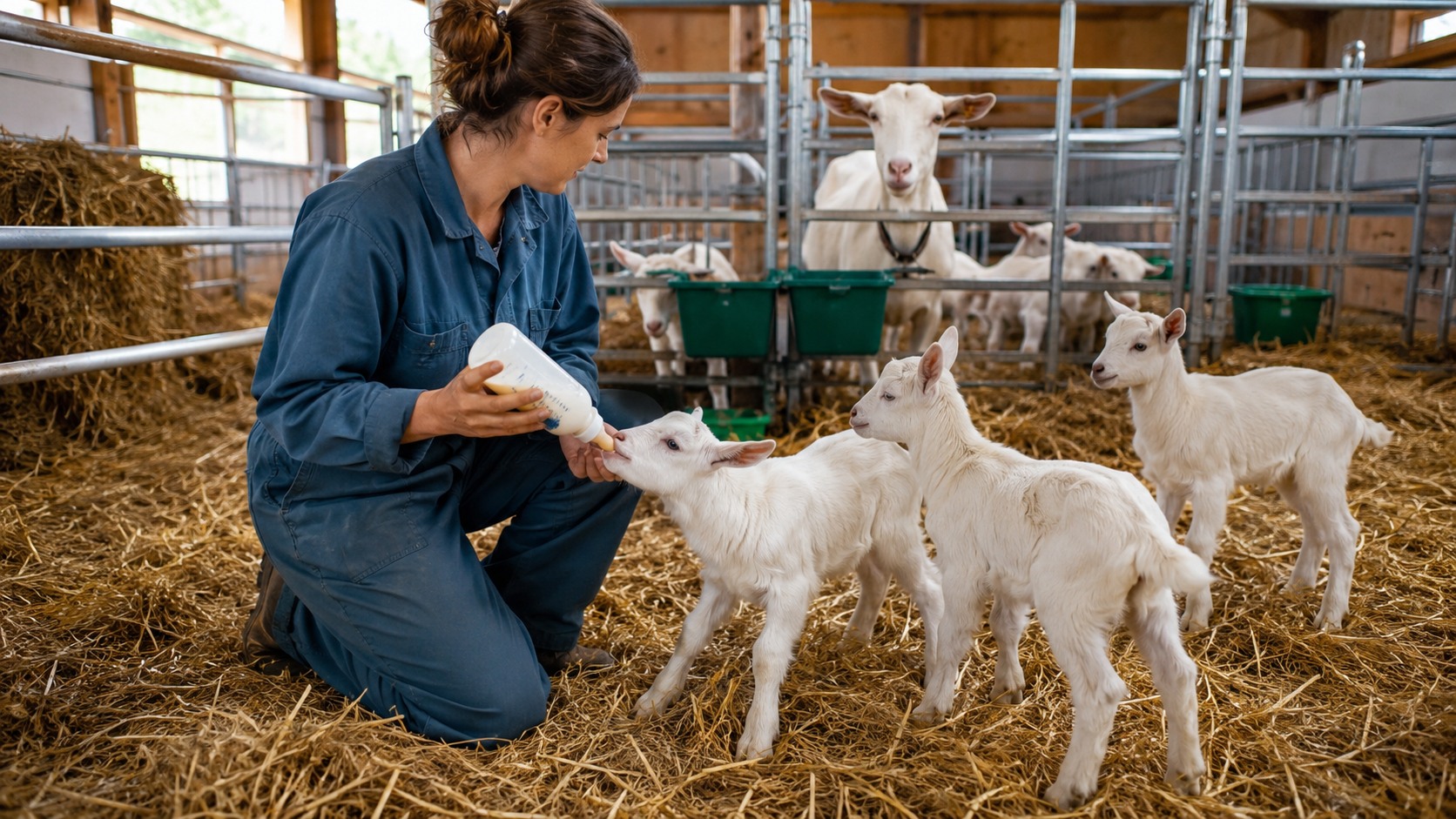 Vue agricole consacrée à élevage des chevreaux