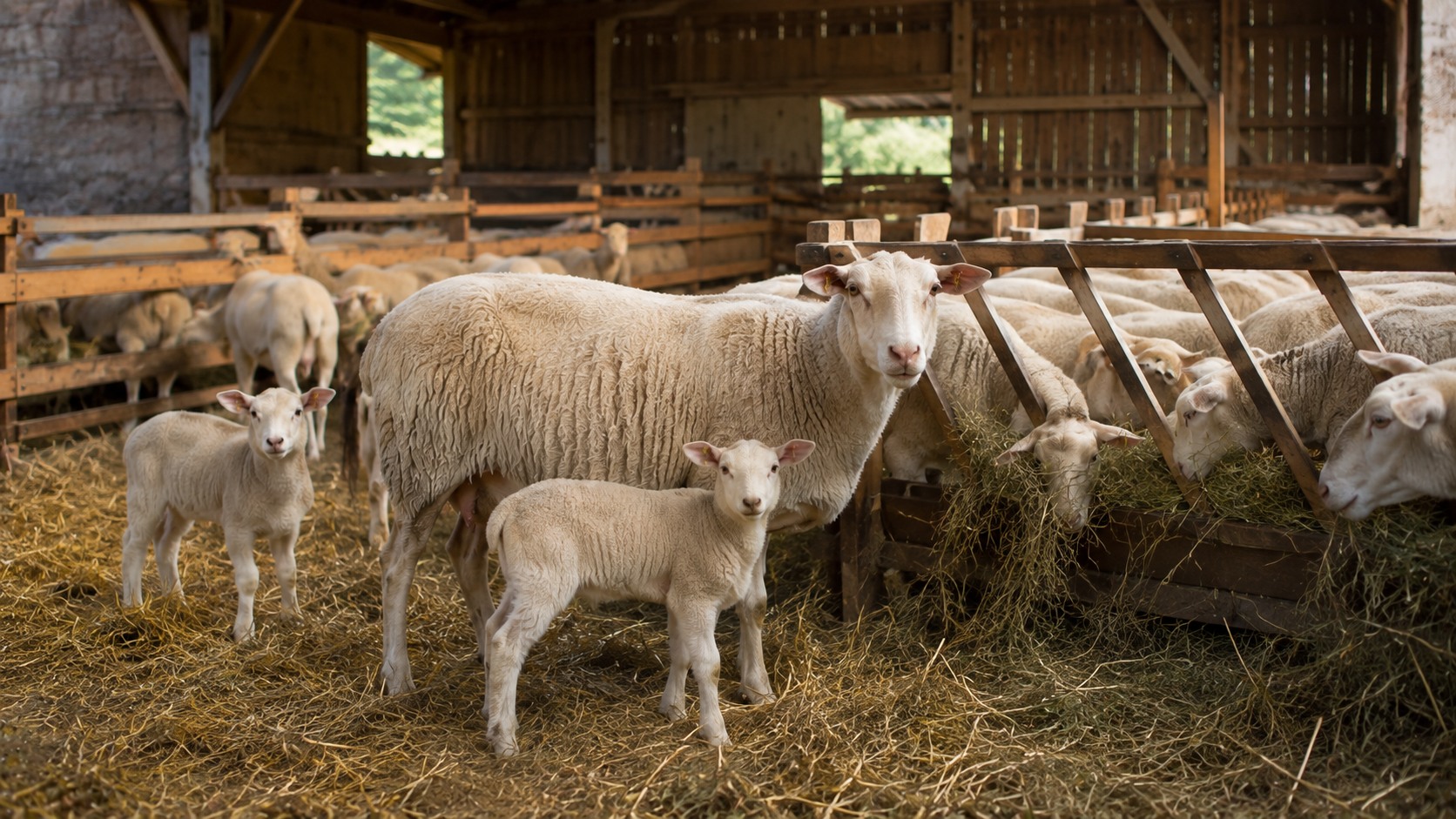 Vue agricole consacrée à élevage ovin en bergerie