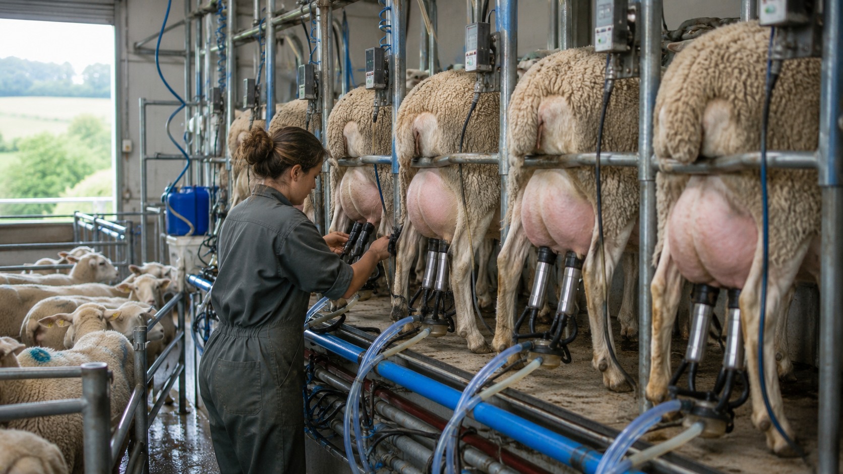 Vue agricole consacrée à élevage ovin lait