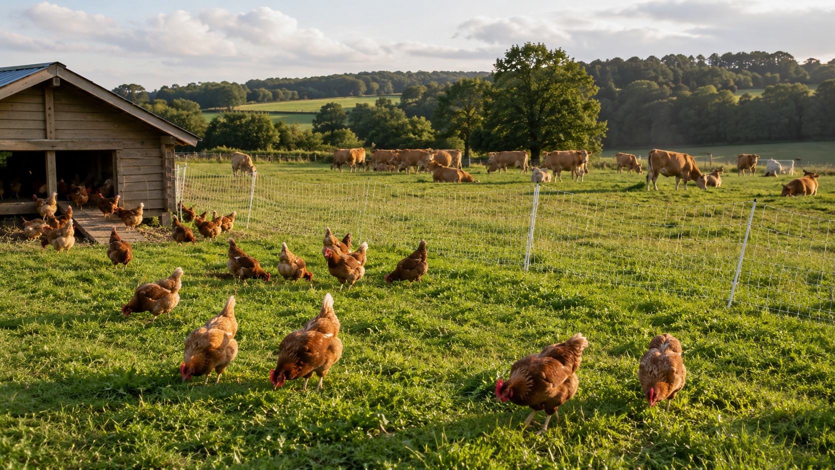 Vue agricole consacrée à élevage plein air