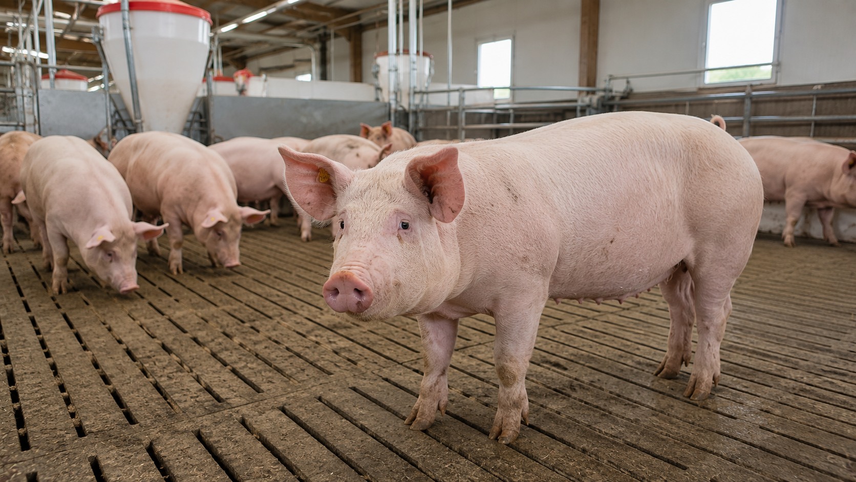 Vue agricole consacrée à élevage porcin