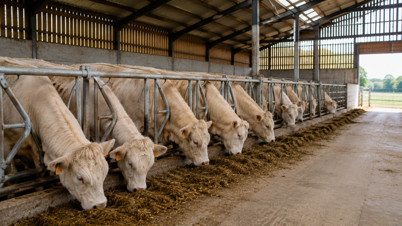Vue agricole consacrée à engraissement en bâtiment