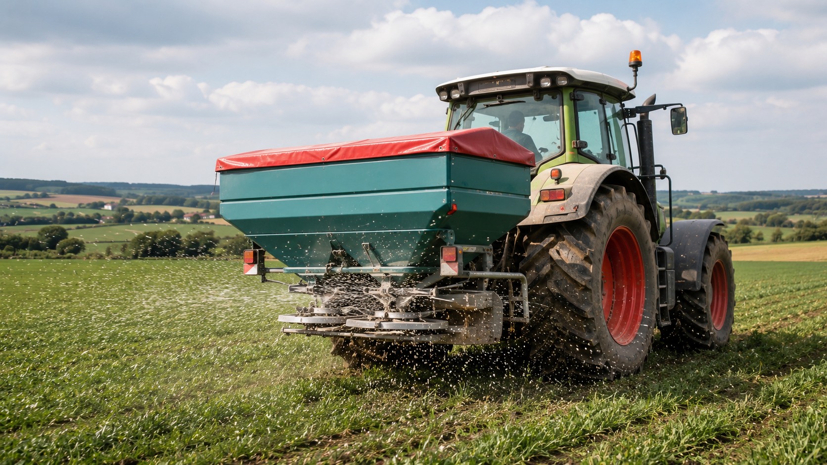 Vue agricole consacrée à épandeur d’engrais