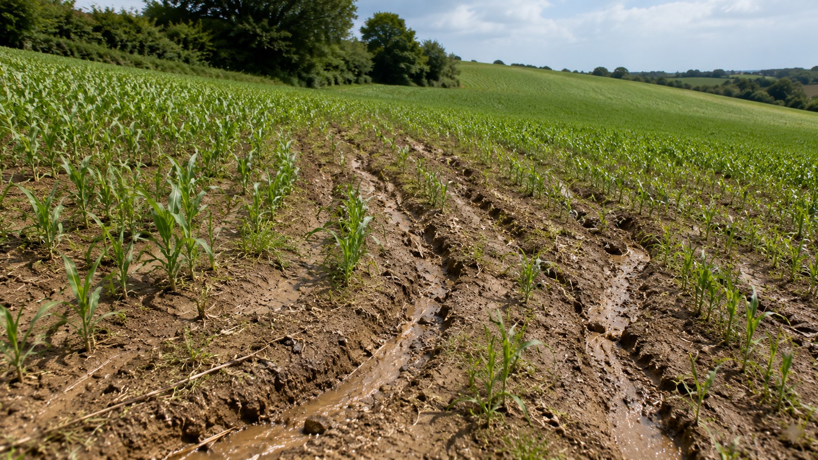 Vue agricole consacrée à érosion des sols