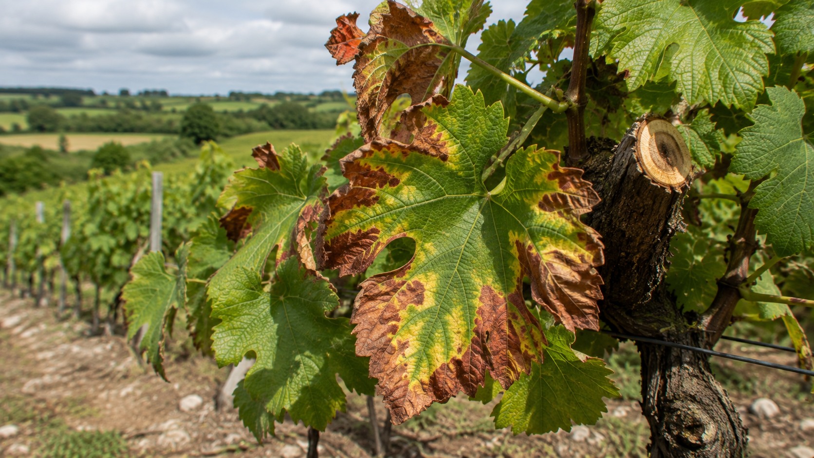 Vue agricole consacrée à esca de la vigne