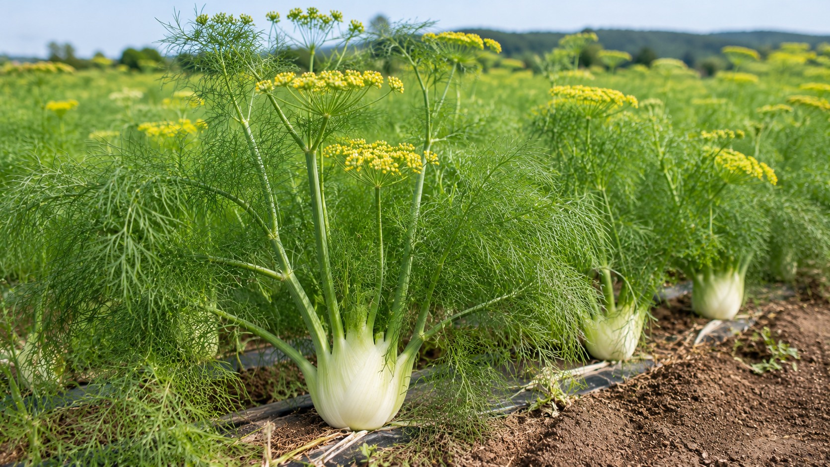Vue agricole consacrée à fenouil aromatique