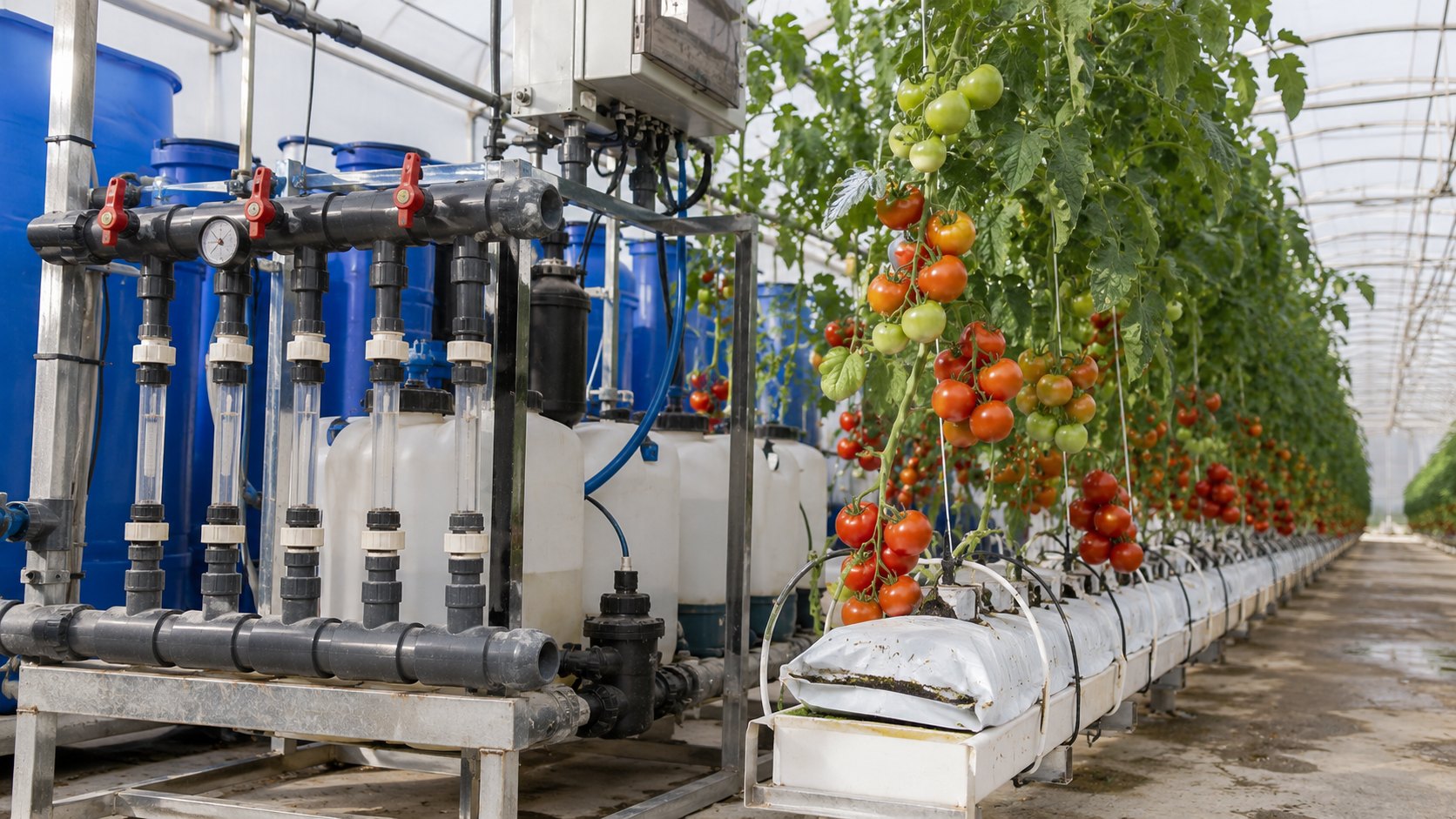 Vue agricole consacrée à fertigation