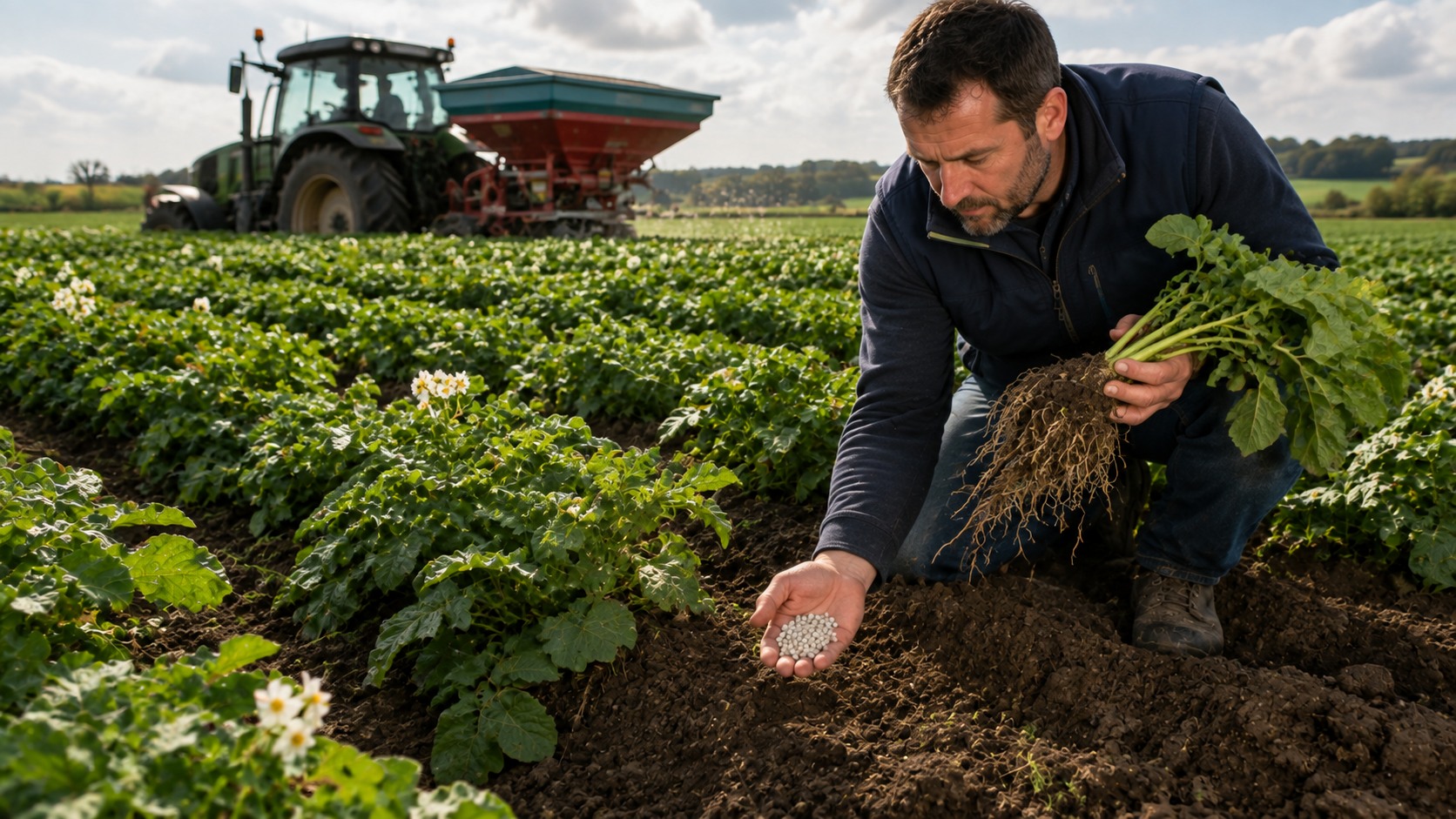 Vue agricole consacrée à fertilisation de la pomme de terre