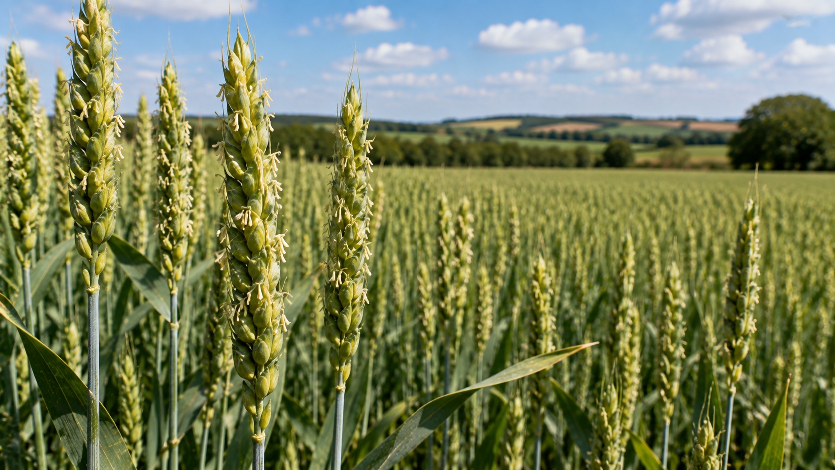Vue agricole consacrée à floraison du blé