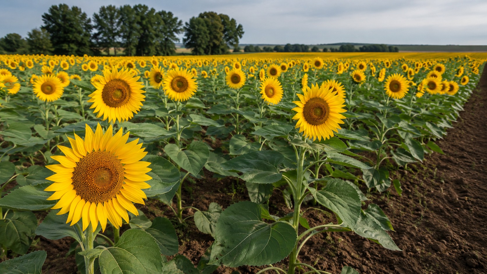 Vue agricole consacrée à floraison du tournesol