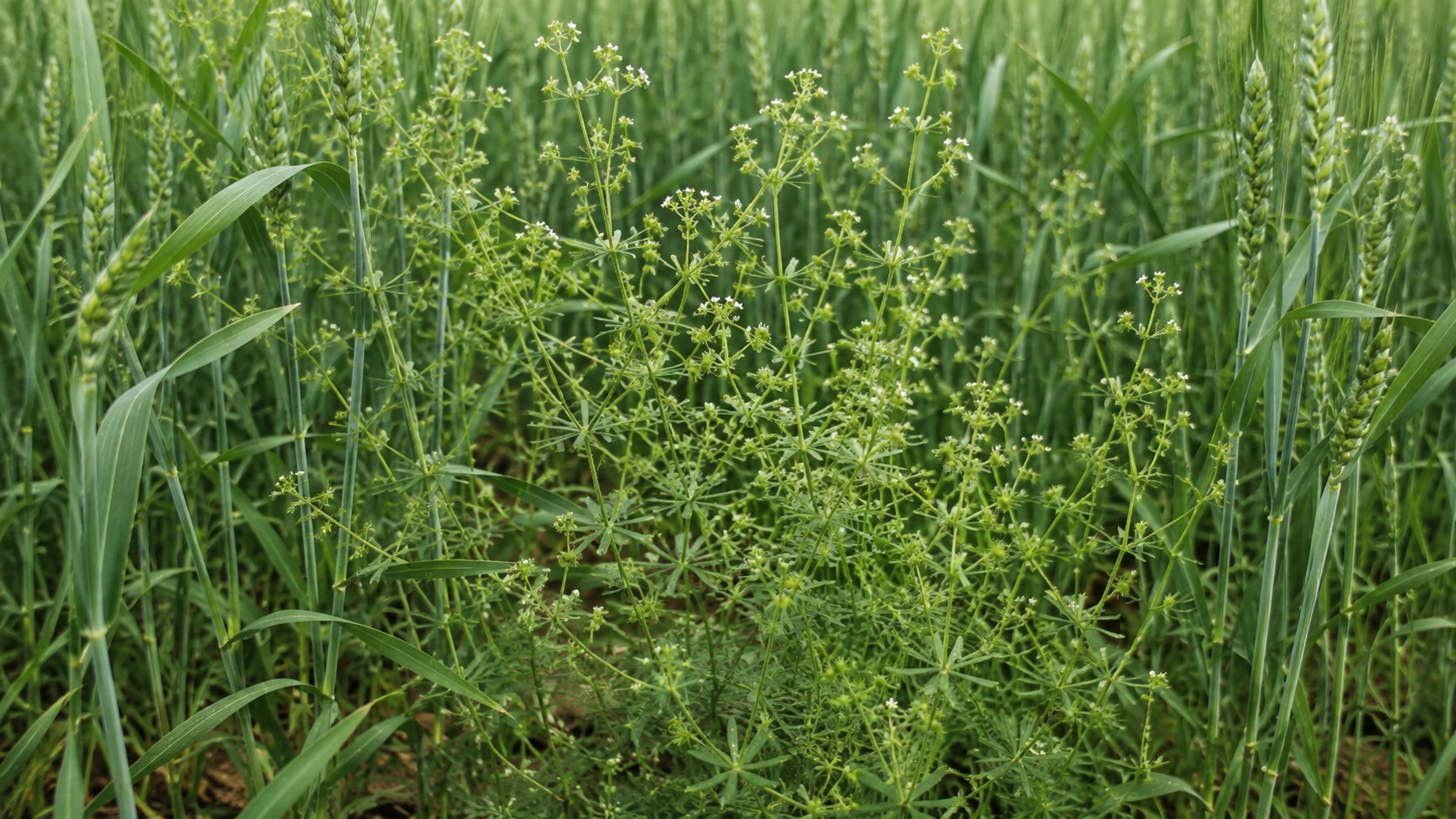 Vue agricole consacrée à gaillet gratteron