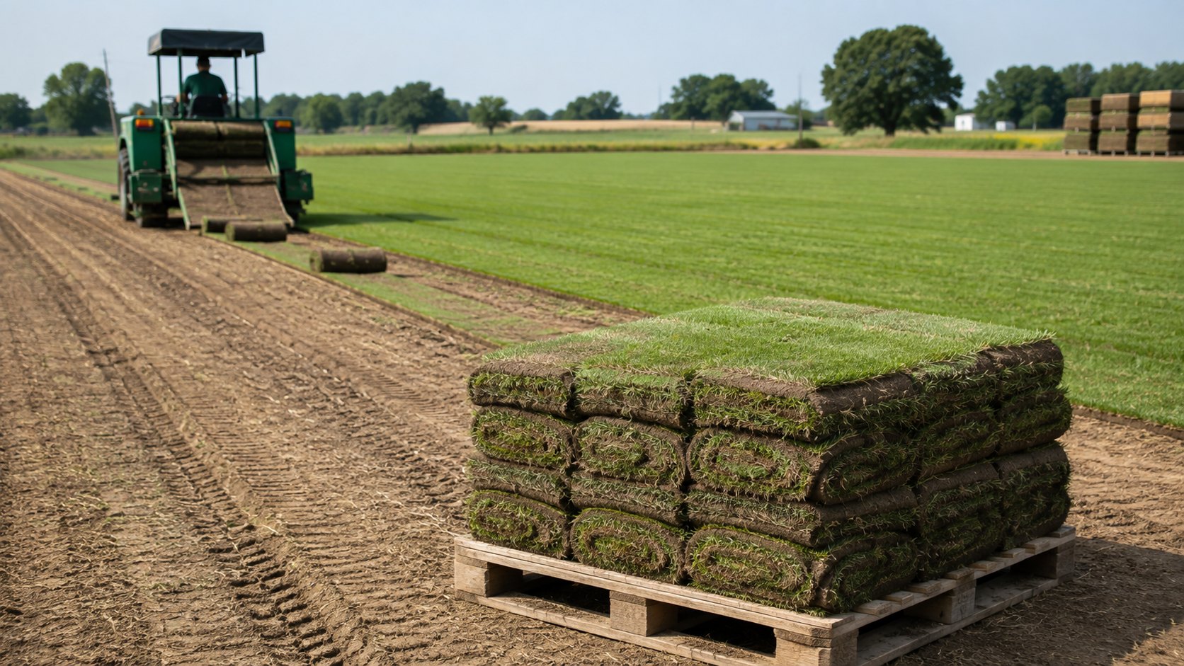 Illustration agricole de gazon en plaques