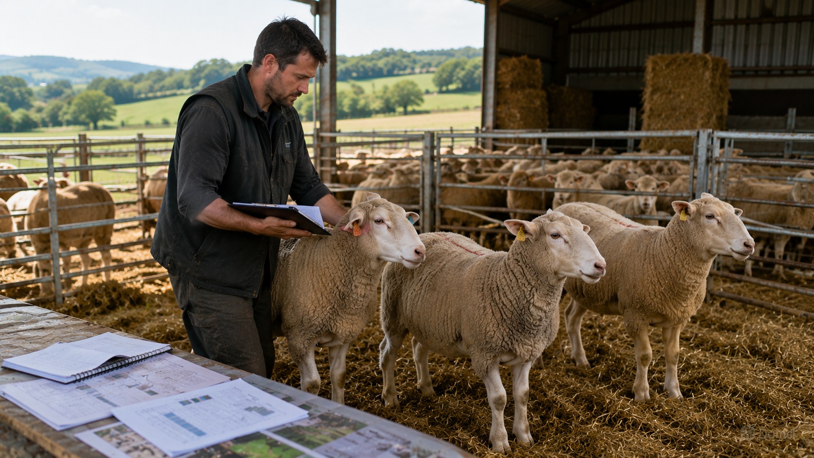 Vue agricole consacrée à génétique ovine