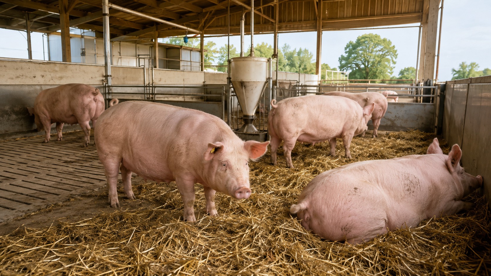 Vue agricole consacrée à gestation des truies