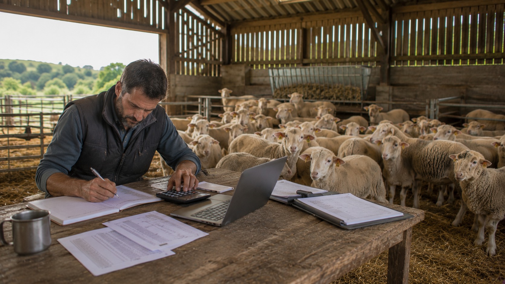 Vue agricole consacrée à gestion du troupeau ovin