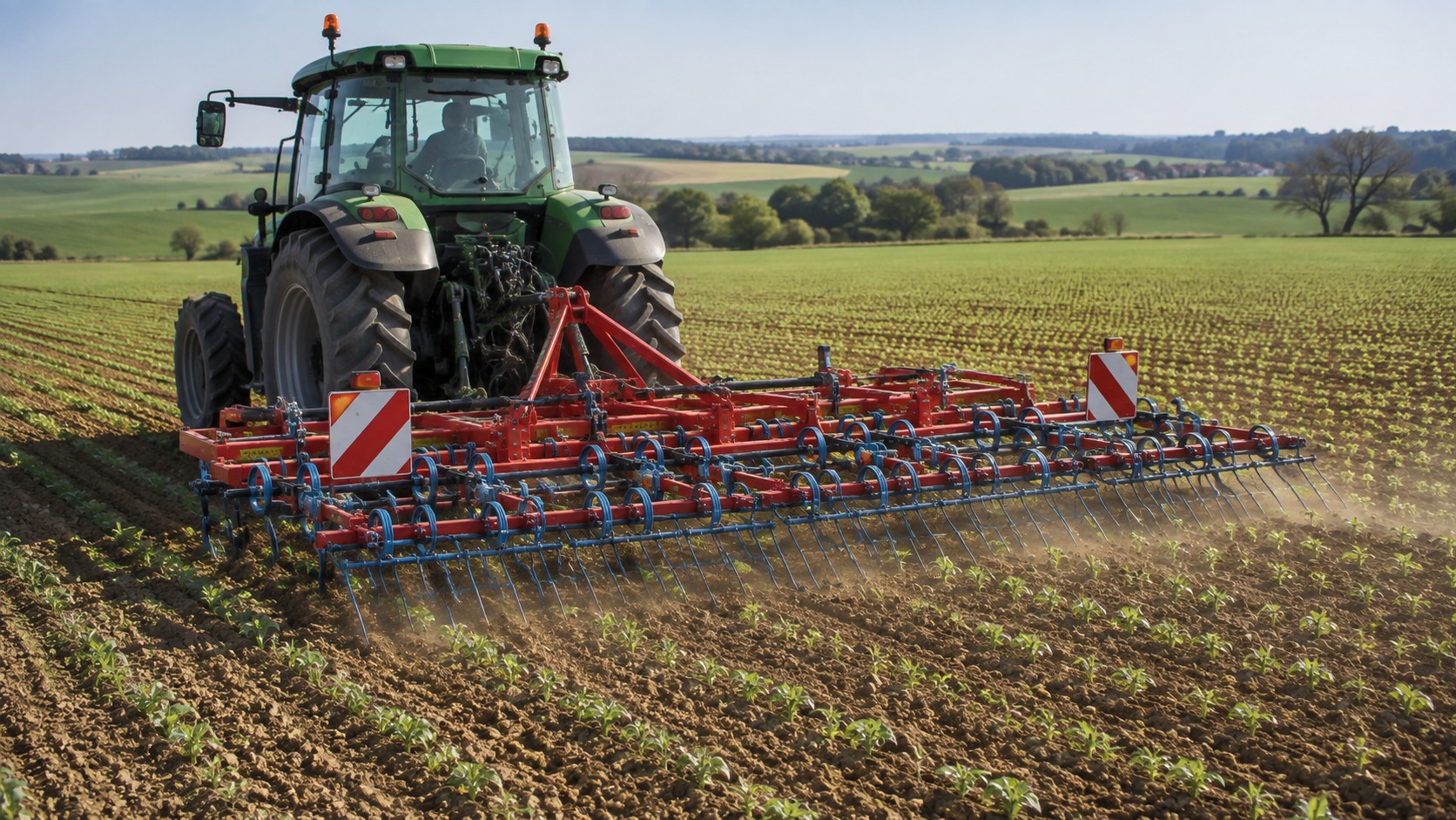 Vue agricole consacrée à herse étrille