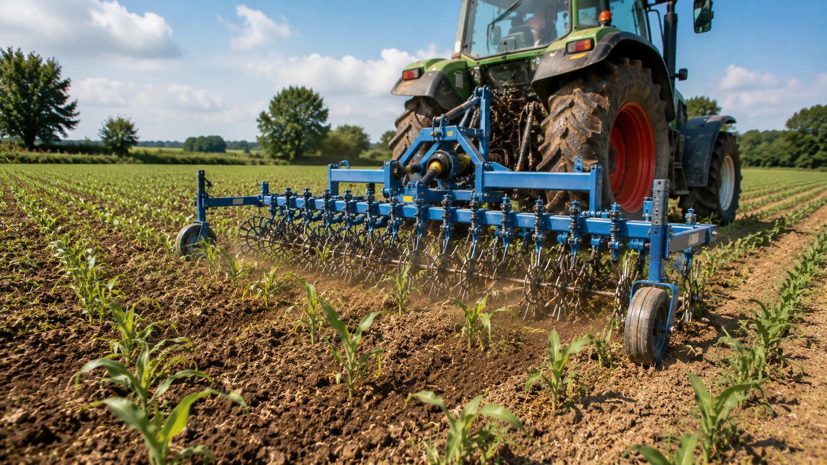 Vue agricole consacrée à houe rotative