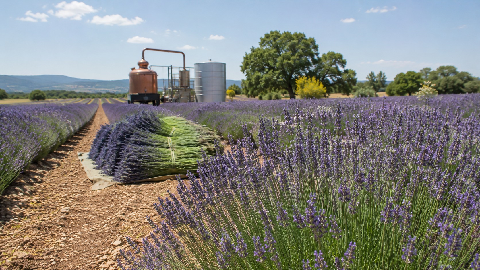 Vue agricole consacrée à huiles essentielles agricoles