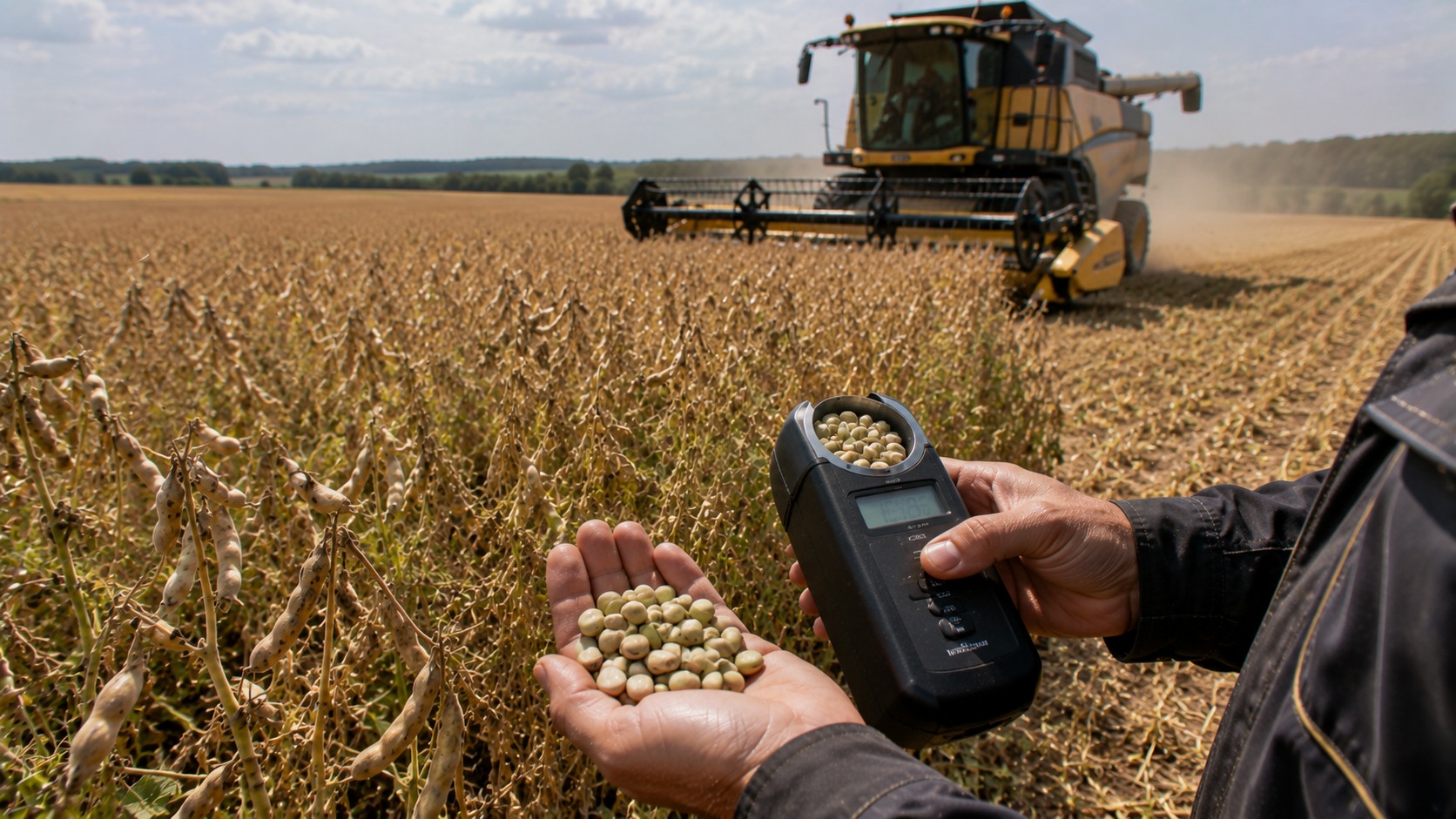 Vue agricole consacrée à humidité de la féverole à la récolte