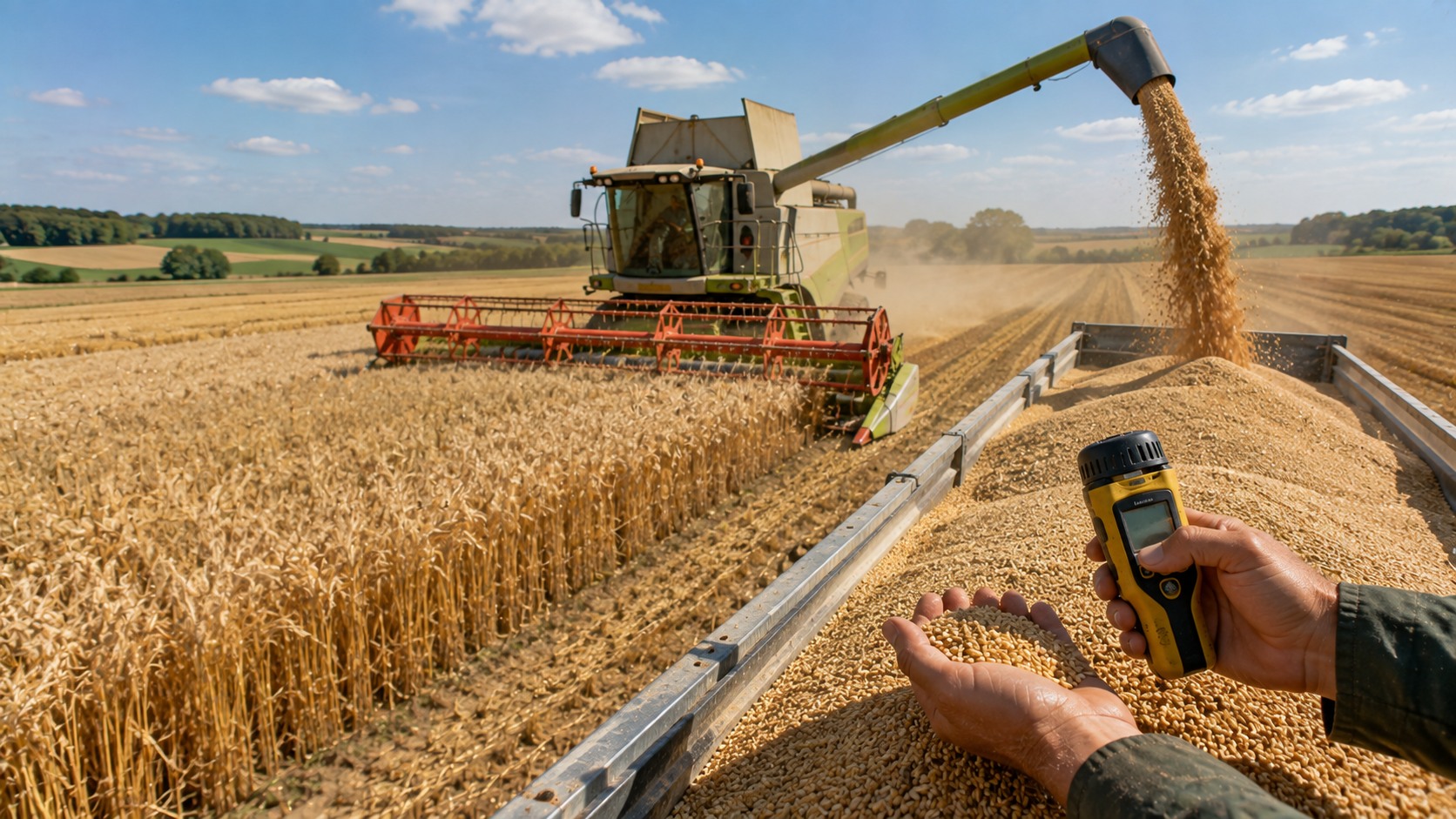 Vue agricole consacrée à humidité de l’orge à la récolte