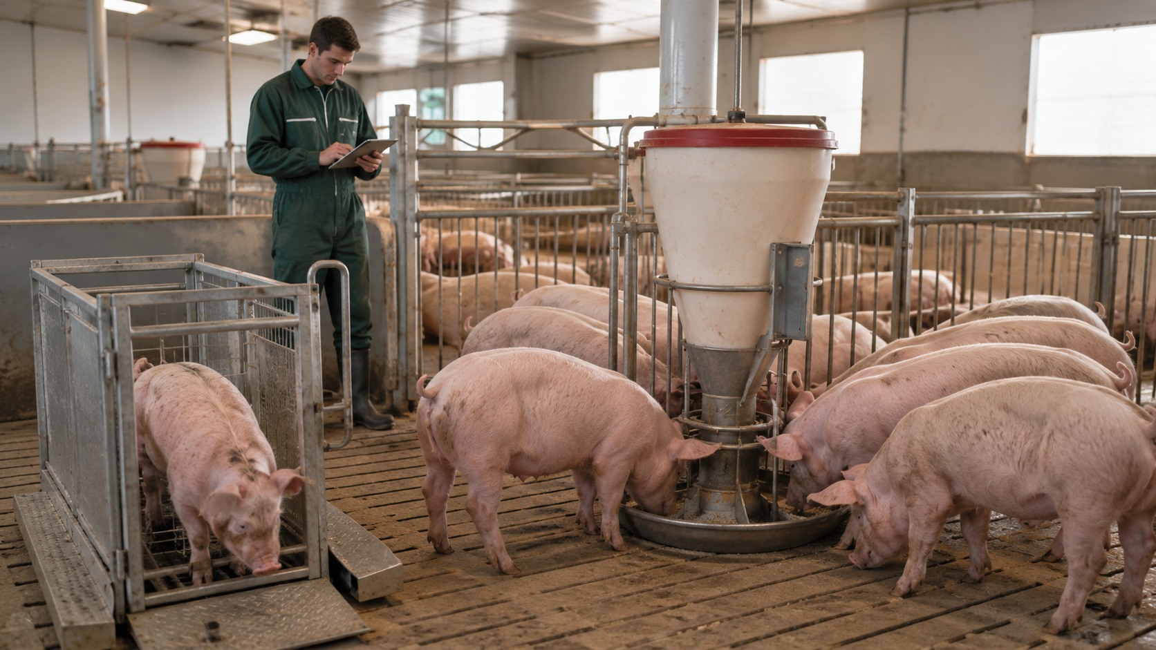 Vue agricole consacrée à indice de consommation des porcs
