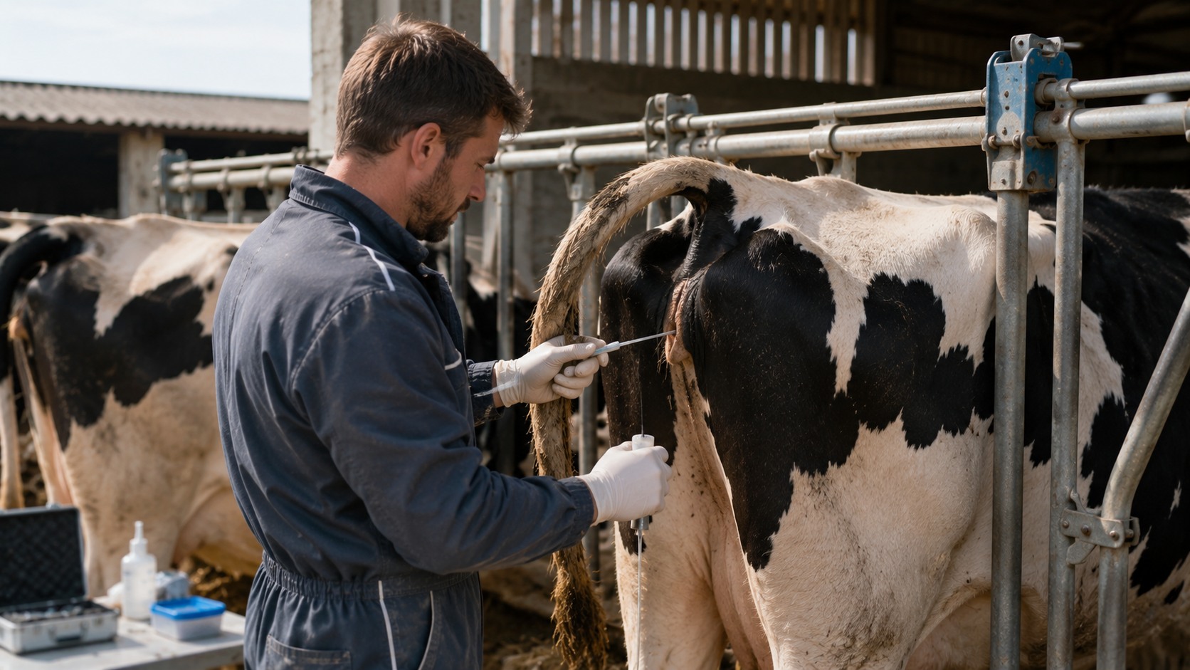 Vue agricole consacrée à insémination artificielle bovine