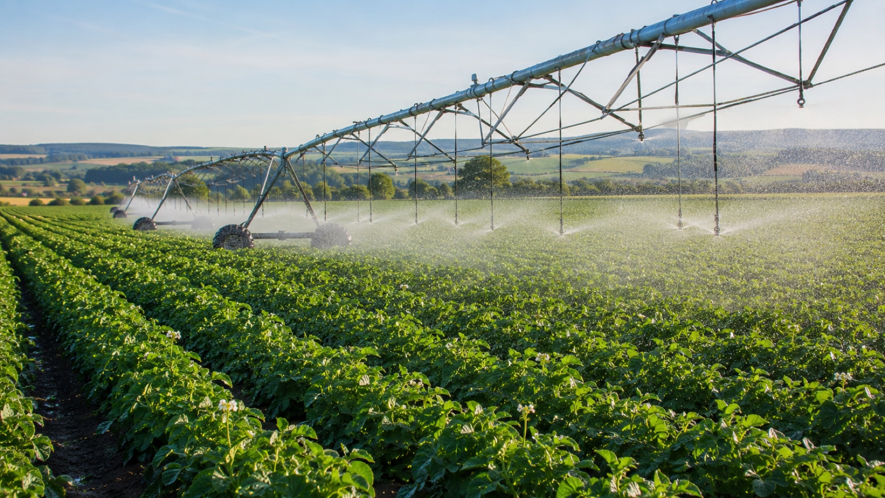 Système d'irrigation par aspersion dans une parcelle de grandes cultures