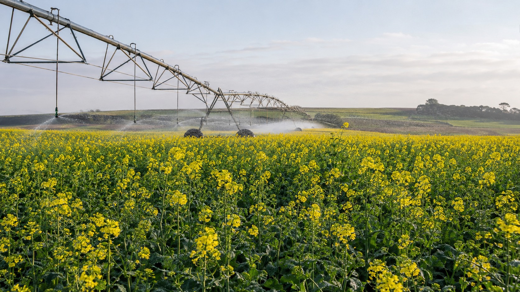 Vue agricole consacrée à irrigation du colza