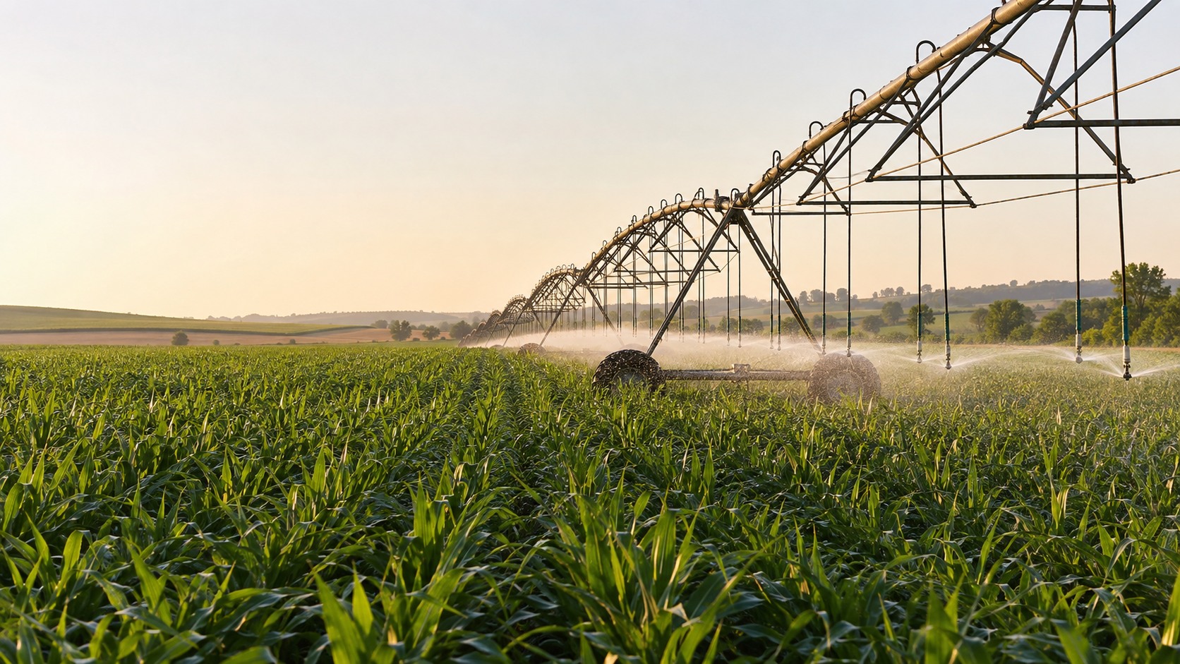 Vue agricole consacrée à irrigation du maïs