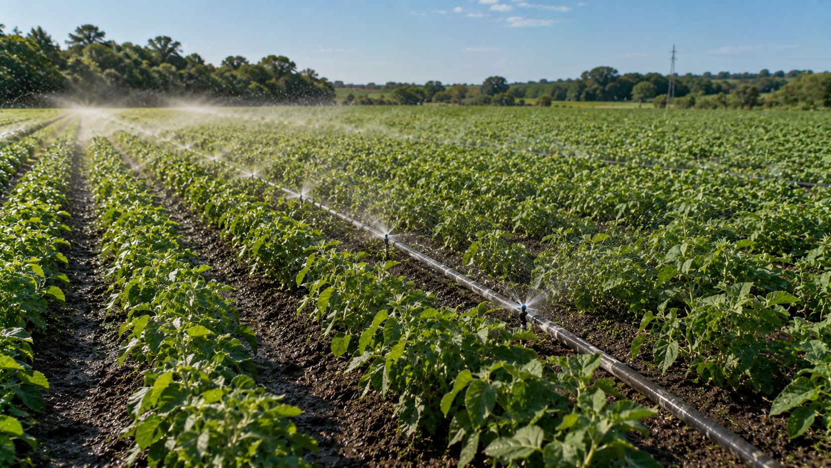 Vue agricole consacrée à irrigation du soja
